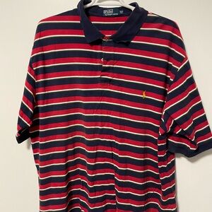 Used, Ralph Lauren Red and Blue Striped Polo Shirt